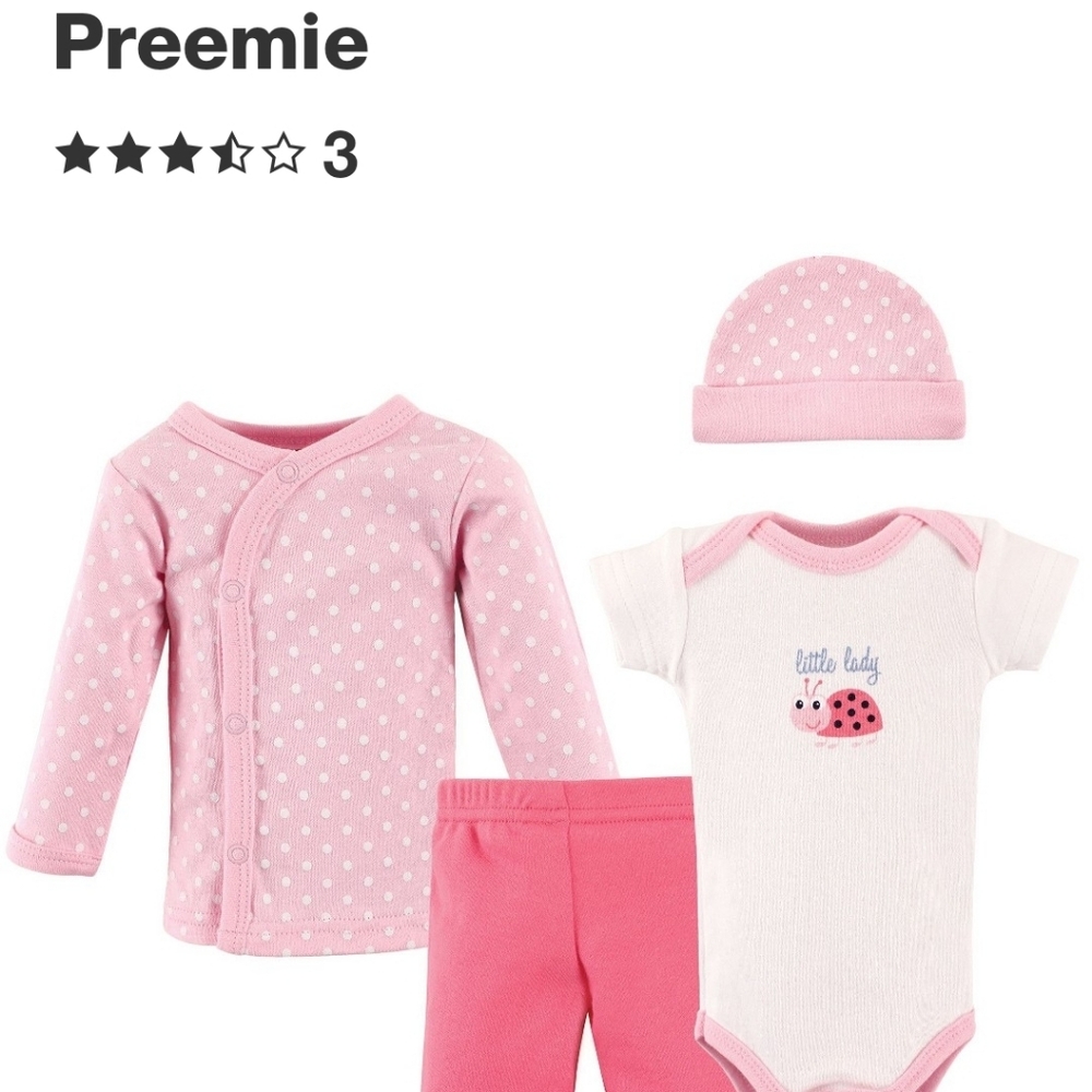 Luvable Friends 4-Piece Layette Set in Pink and White